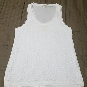 J Crew white eyelet sleeveless blouse XS